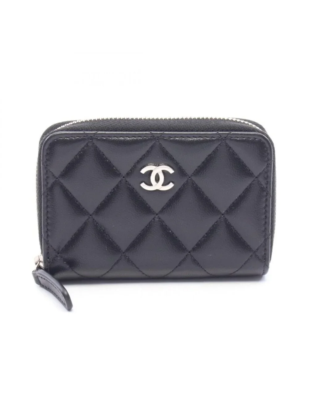 Chanel Coin Purse Classic Zip Quilted Black Lambskin